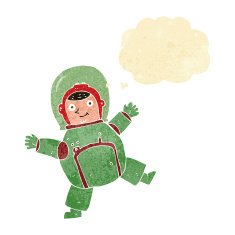 cartoon astronaut with thought bubble N7