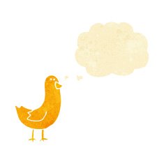 cartoon bird with thought bubble N6