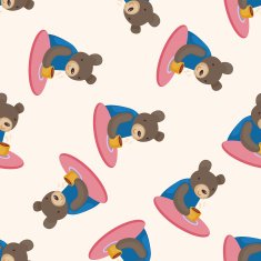 animal having afternoon tea cartoon seamless pattern background N2