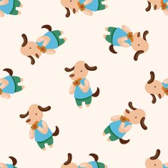 animal having afternoon tea cartoon seamless pattern background N3