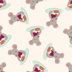 animal having afternoon tea cartoon seamless pattern background N4