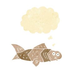 cartoon funny fish with thought bubble N2