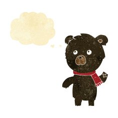 cartoon cute black bear with thought bubble N9