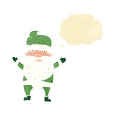 cartoon grumpy santa with thought bubble N2