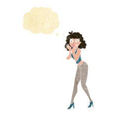 cartoon surprised woman with thought bubble N26