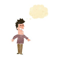 cartoon happy man with thought bubble N53