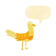 cartoon bird with thought bubble N8