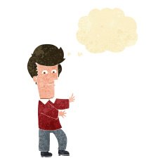 cartoon man gesturing wildly with thought bubble N2