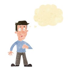 cartoon shocked man with thought bubble N10