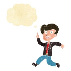 cartoon man with great idea thought bubble N5