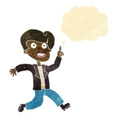 cartoon man with great idea thought bubble N6