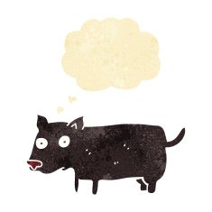 cartoon little dog with thought bubble N3