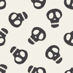 Doodle Skull seamless pattern background N2