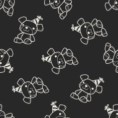 Doodle Teddy seamless pattern background N2