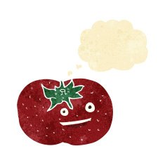 cartoon tomato with thought bubble N8