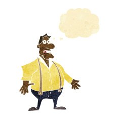 cartoon shocked man with thought bubble N13