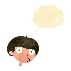 cartoon surprised boy with thought bubble N4