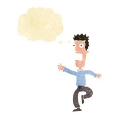 cartoon shrieking man with thought bubble N2