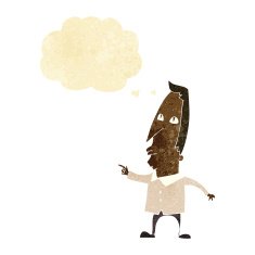cartoon pointing man with thought bubble N4