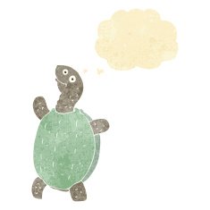 cartoon happy turtle with thought bubble N2