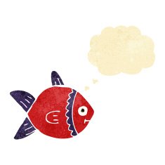 cartoon fish with thought bubble N7