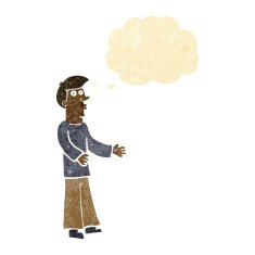 cartoon curious man with thought bubble N5