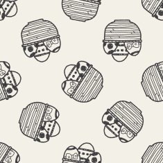 Easter egg doodle seamless pattern background N35