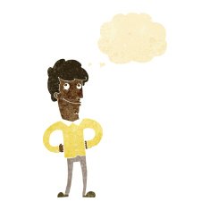 cartoon happy man with thought bubble N58
