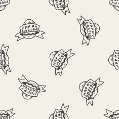 Easter egg doodle seamless pattern background N39