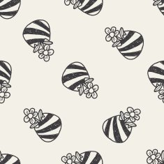 Easter egg doodle seamless pattern background N45
