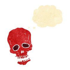cartoon skull with thought bubble N2