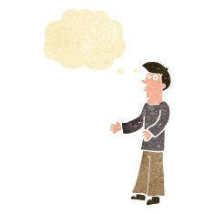 cartoon curious man with thought bubble N6