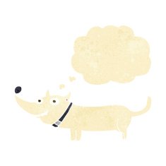 cartoon happy dog with thought bubble N8
