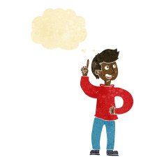 cartoon man with idea thought bubble N11