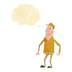 cartoon shocked man with thought bubble N14