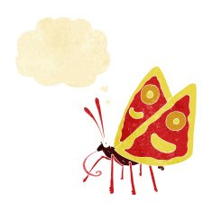 cartoon funny butterfly with thought bubble
