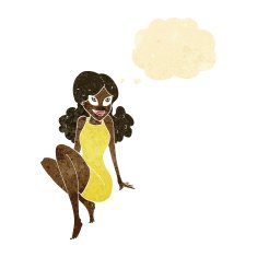 cartoon attractive woman posing with thought bubble N2