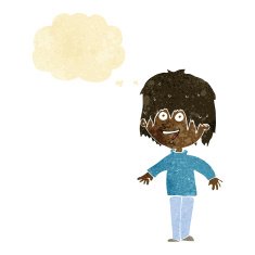 cartoon excited man with thought bubble N7