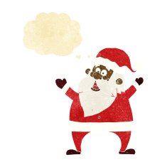 jolly santa cartoon with thought bubble N2