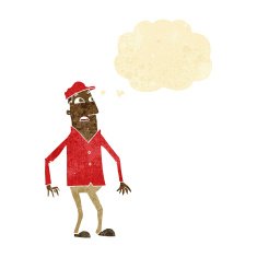 cartoon shocked man with thought bubble N15