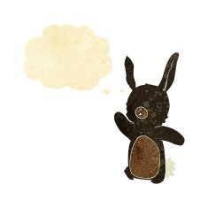 cartoon happy rabbit with thought bubble N2