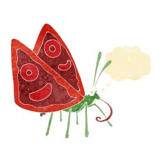 cartoon funny butterfly with thought bubble N2