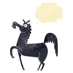funny cartoon horse with thought bubble N2
