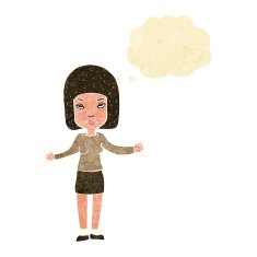 Cartoon Annoyed Woman With Thought Bubble N18