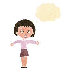 cartoon amazed woman with thought bubble N2