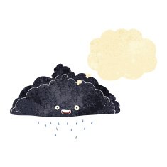 cartoon rain cloud with thought bubble N2