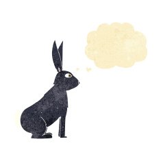 cartoon rabbit with thought bubble N8