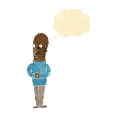 cartoon funny bald man with thought bubble N2