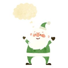 jolly santa cartoon with thought bubble N4