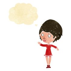 cartoon pretty woman with thought bubble N23